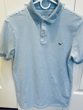 NWOT  Men's Vineyard Vines Blue & White Striped Polo Shirt - Sz XS